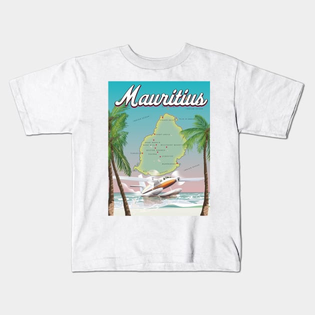 Mauritius Vacation poster Kids T-Shirt by nickemporium1